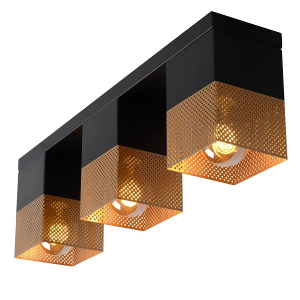 Lucide RENATE - Flush ceiling light - 3xE27 - Matt Gold / Brass - detail 2